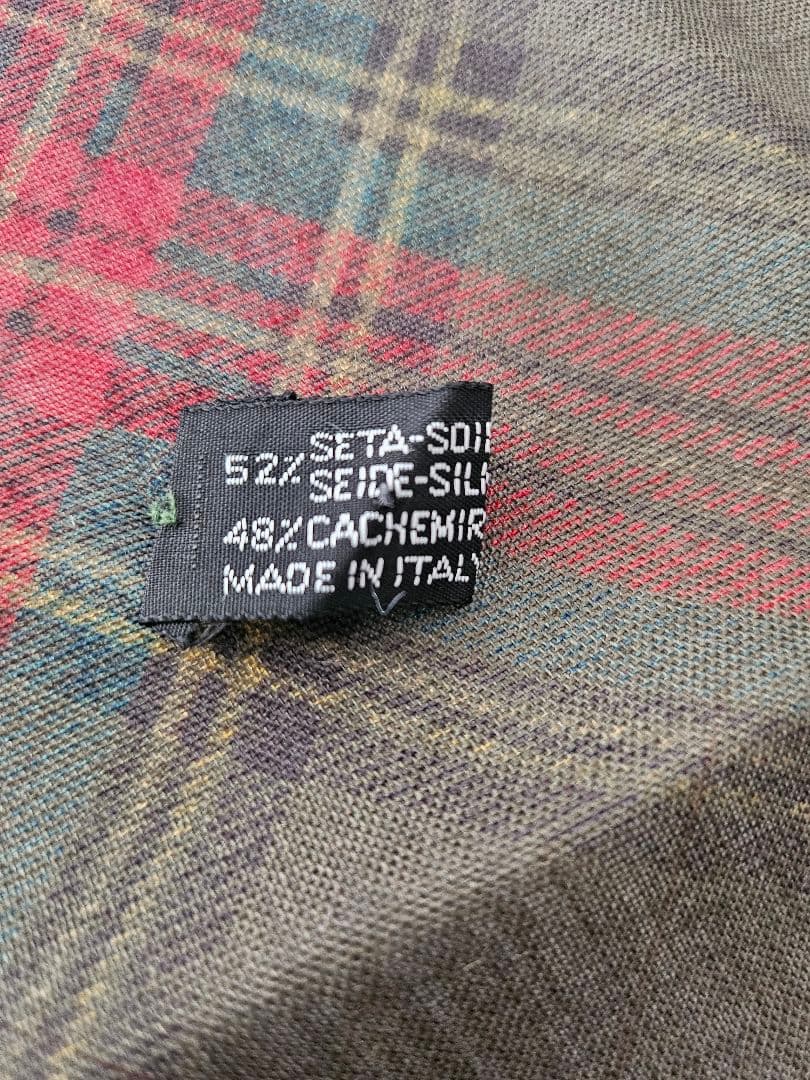 CHANEL シャネル　タータンチェック　柄　シルク52%カシミヤ48%