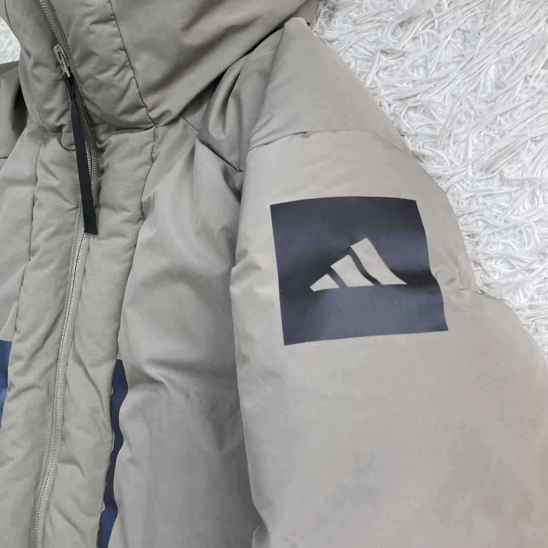 17211✨アディダス イシェルター ロングダウンジャケット フード ロゴテープ