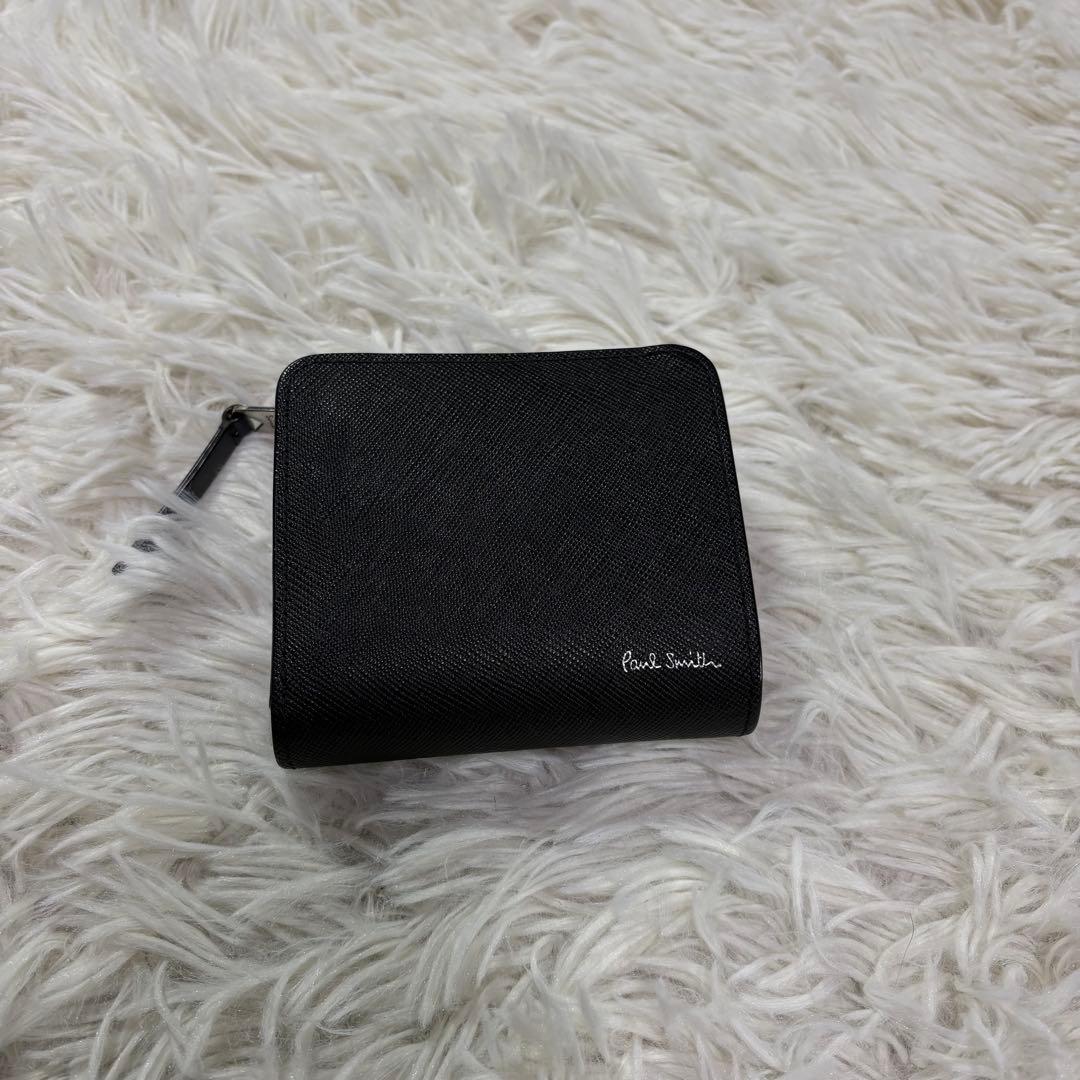 【未使用級】ポールスミス 財布 二つ折り L字ファスナー 本革 マルチストライプ
