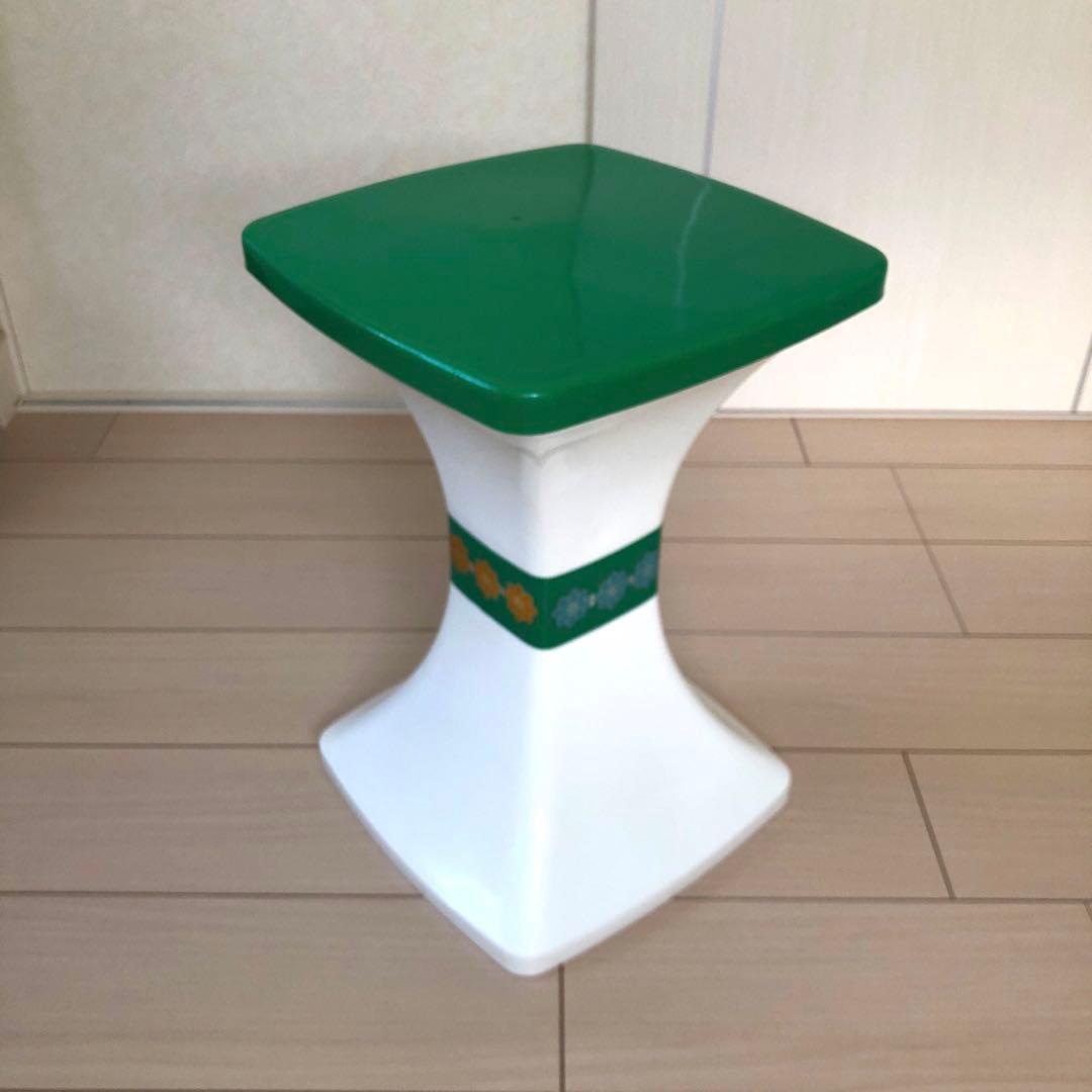 レトロポップ プラスチックスツール 角型 昭和 ビンテージ 緑白