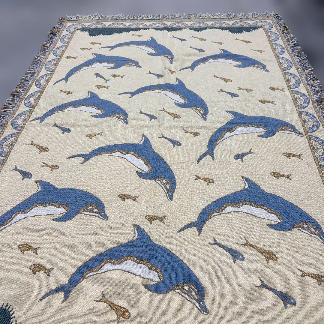 イルカ　マルチカバー　ソファカバー　ヴィンテージラグ　184x125