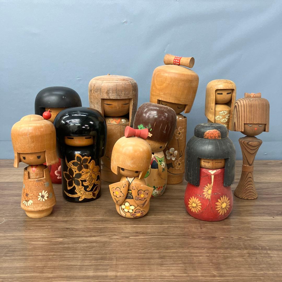D-3 こけし 郷土玩具 伝統こけし 創作こけし 木製人形 9体セット 大量