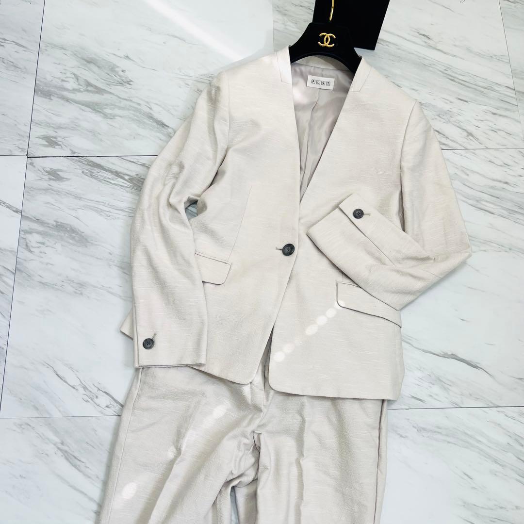 極美品 近年モデル プラステ パンツスーツ セットアップ カラーレス M