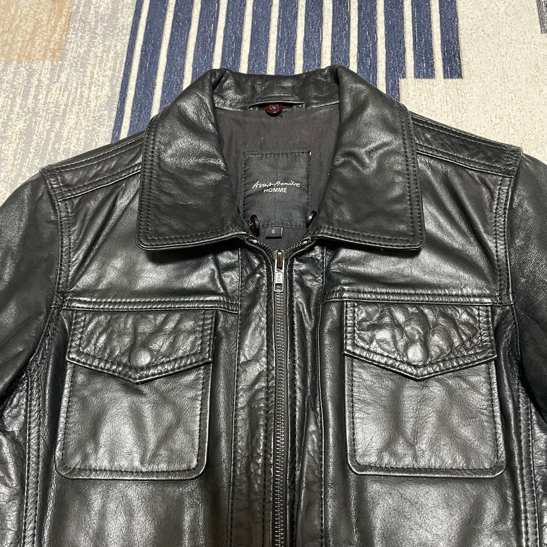 美品　ヴィンテージ 本革レザージャケット バッファロー革 ブラック S