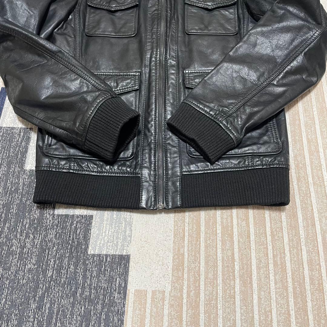 美品　ヴィンテージ 本革レザージャケット バッファロー革 ブラック S