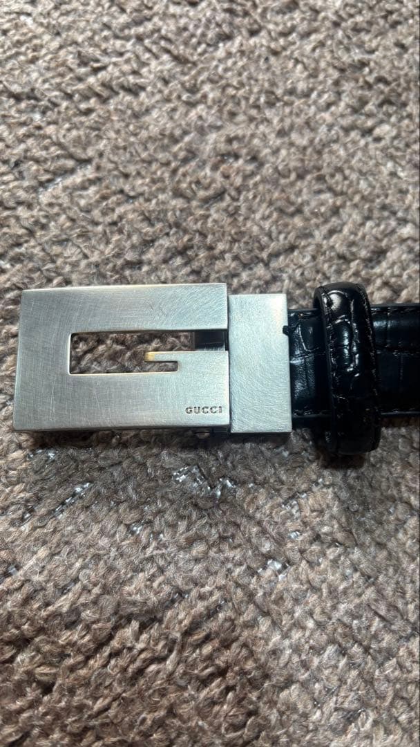 GUCCI 黒 レザー ベルト スクエアバックル正規品