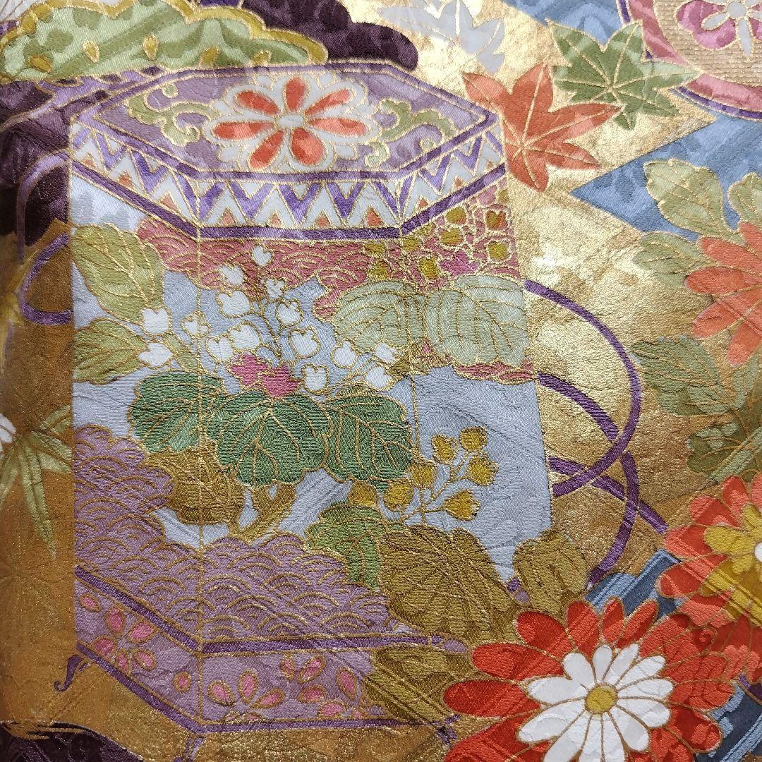 振袖フルセット(7点)・成人式・金彩加工・くすみ・ピンク・古典柄・正絹