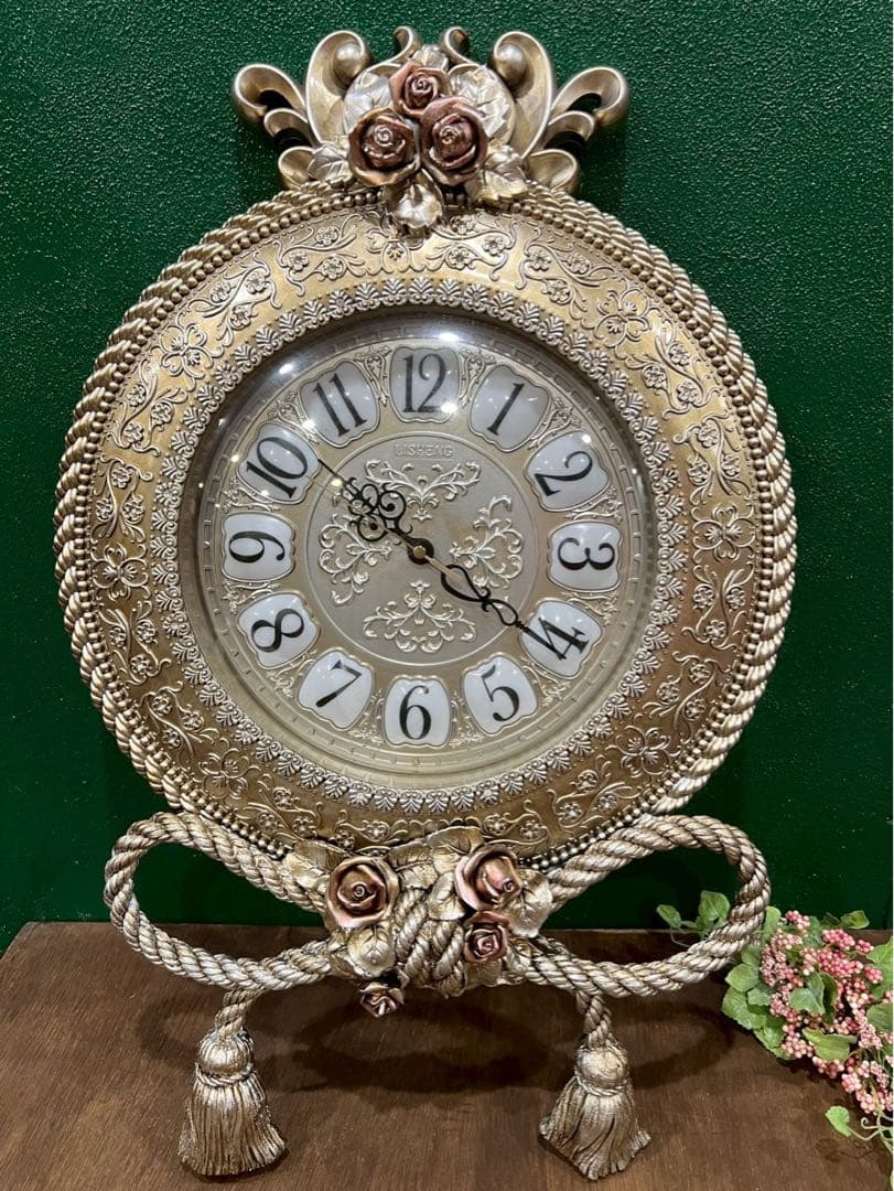 ヨーロピアン 掛時計 インテリア アンティーク ビンテージ リボン