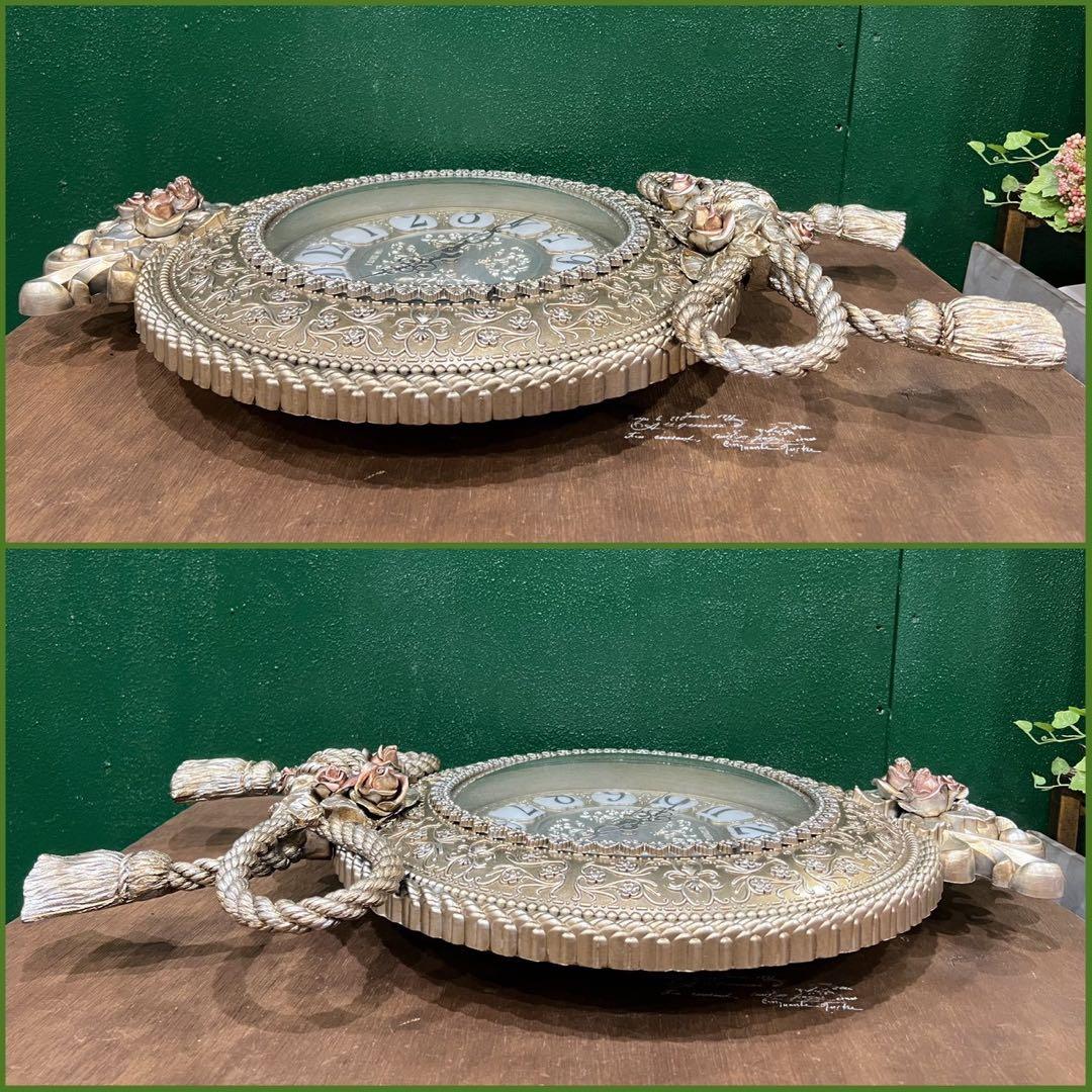 ヨーロピアン 掛時計 インテリア アンティーク ビンテージ リボン