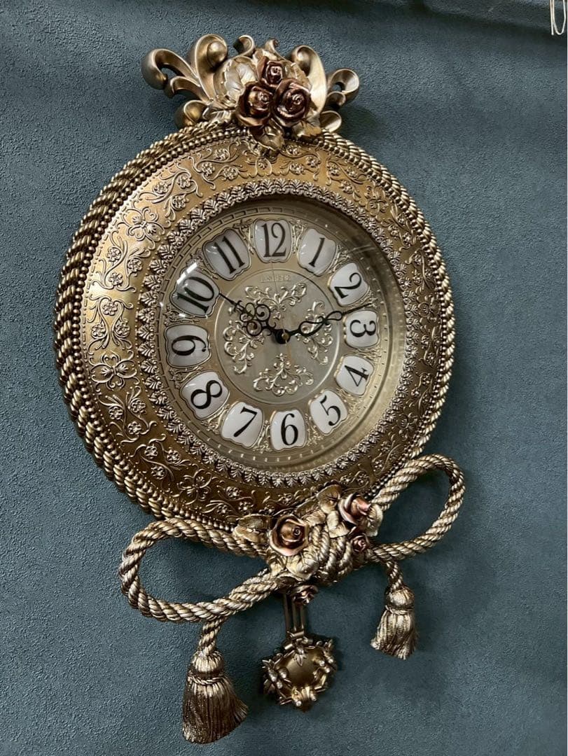 ヨーロピアン 掛時計 インテリア アンティーク ビンテージ リボン