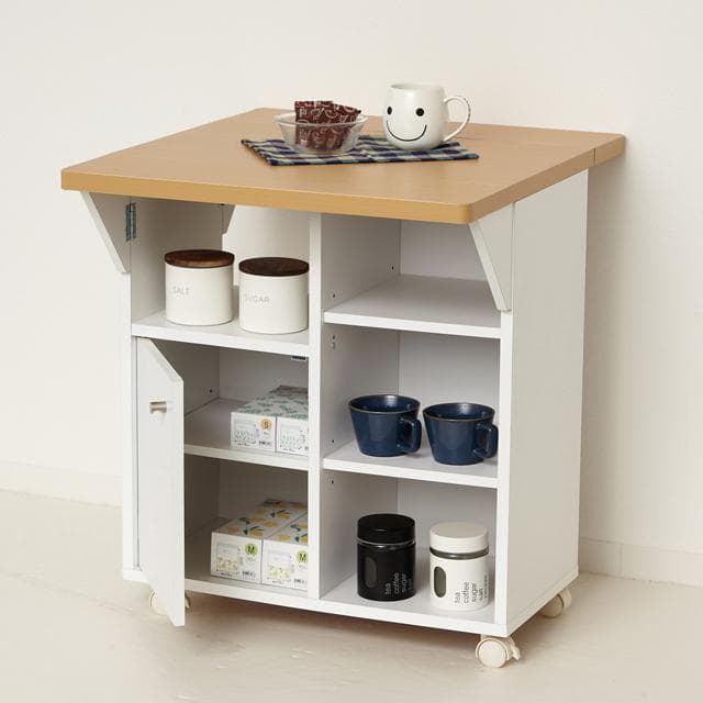 【新品・送料無料】【日本製】バタ式キッチンワゴン60（ホワイト／ブラウン）