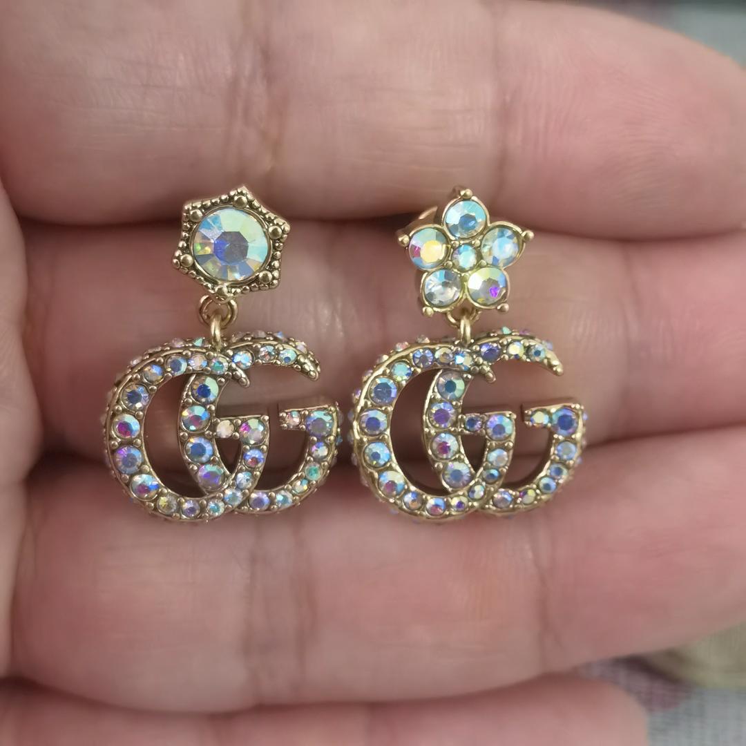 グッチ GUCCI クリスタル ダブルG ピアス