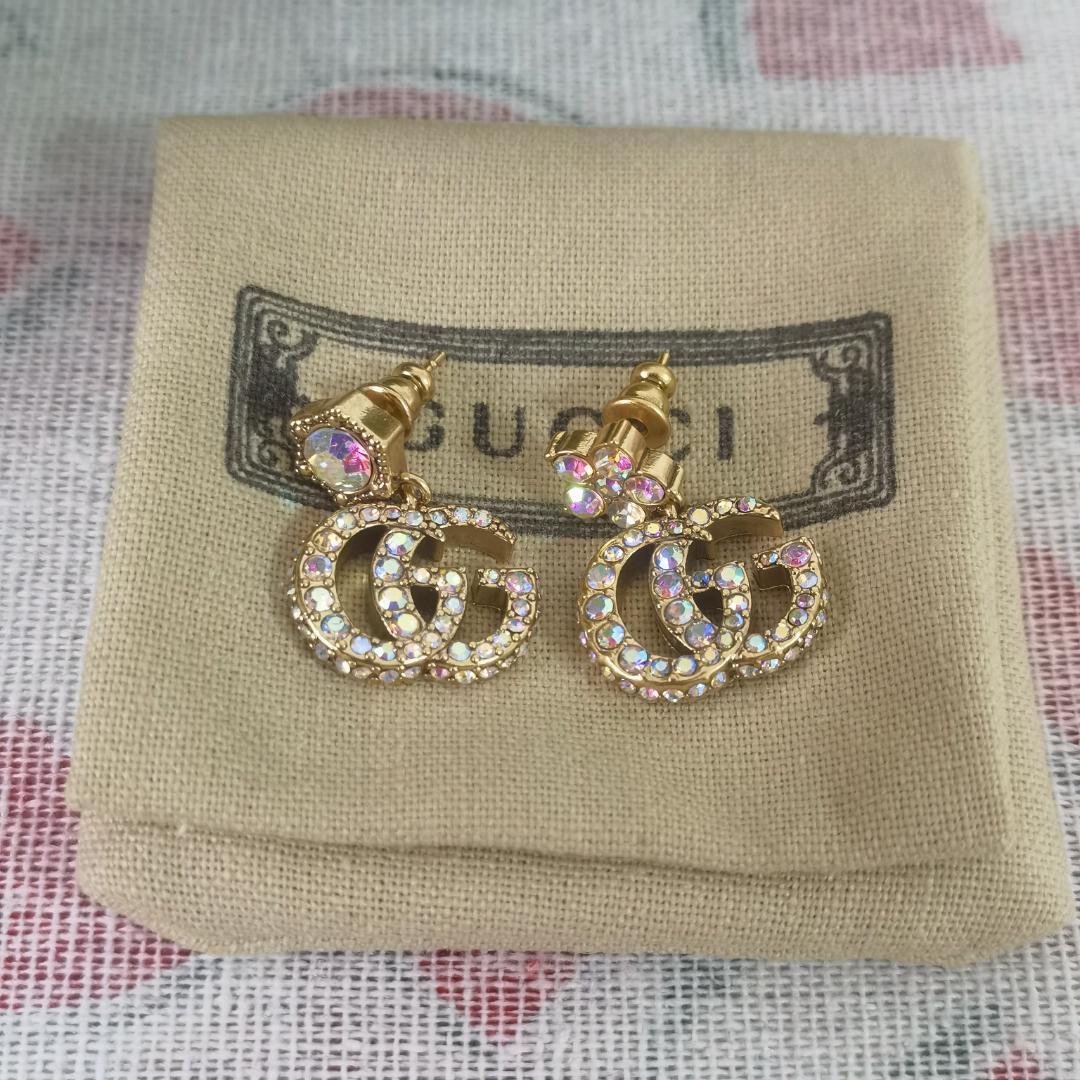 グッチ GUCCI クリスタル ダブルG ピアス