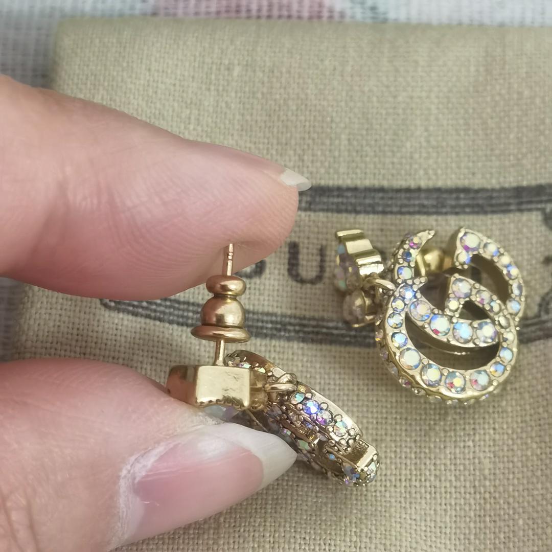 グッチ GUCCI クリスタル ダブルG ピアス