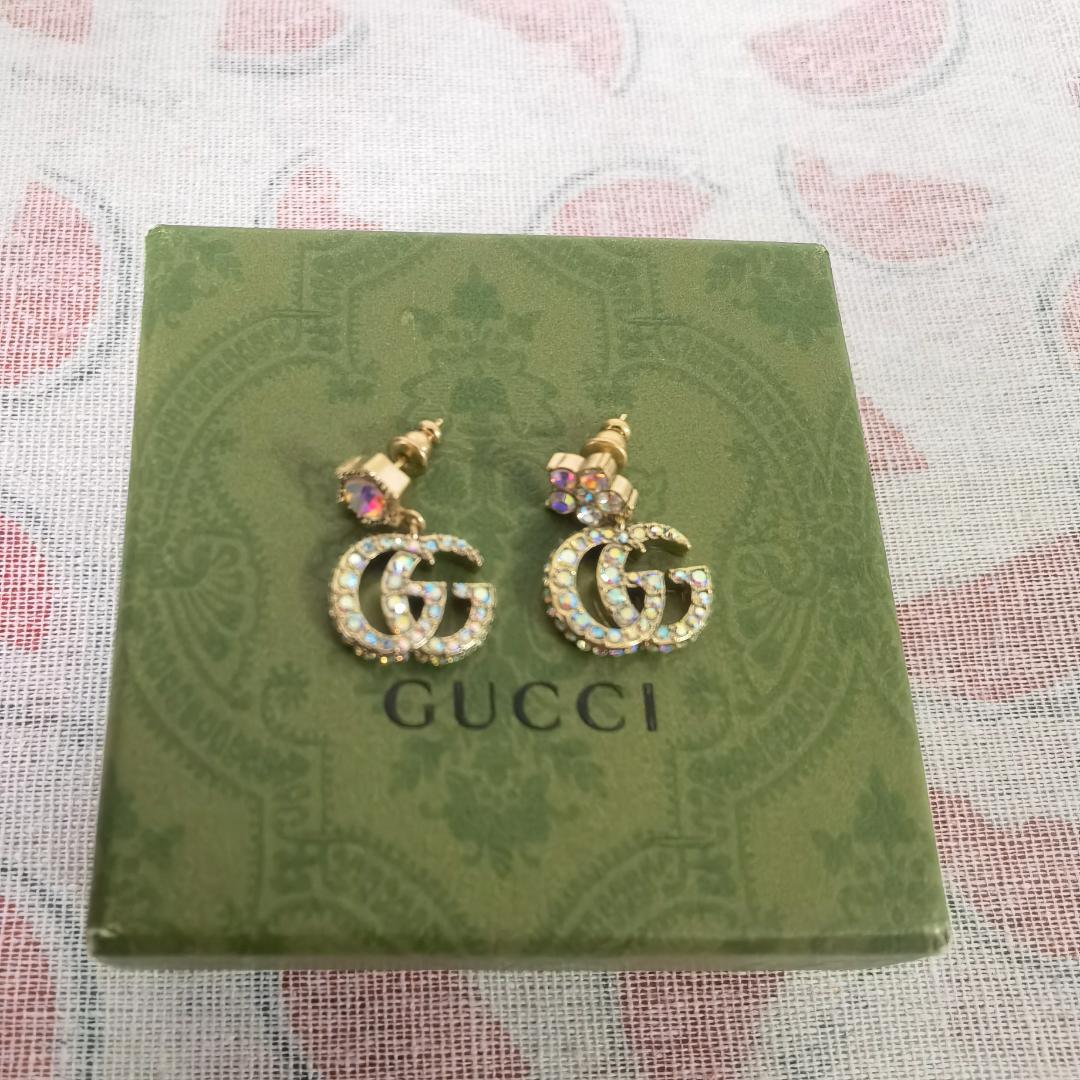 グッチ GUCCI クリスタル ダブルG ピアス
