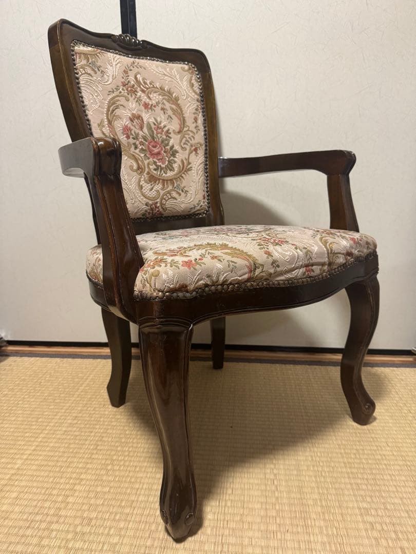 肘掛け アームチェア ゴブラン織 花柄 バラ ロココ調 猫脚 ヴィンテージ