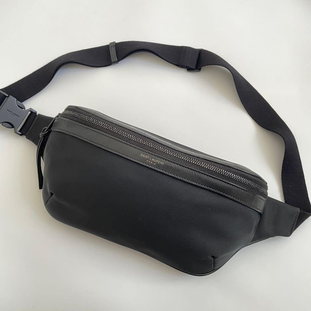 【未使用級】サンローラン ベルトバッグ ボディバッグ ナイロン ロゴプリント 黒