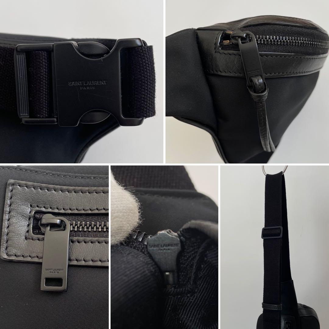【未使用級】サンローラン ベルトバッグ ボディバッグ ナイロン ロゴプリント 黒
