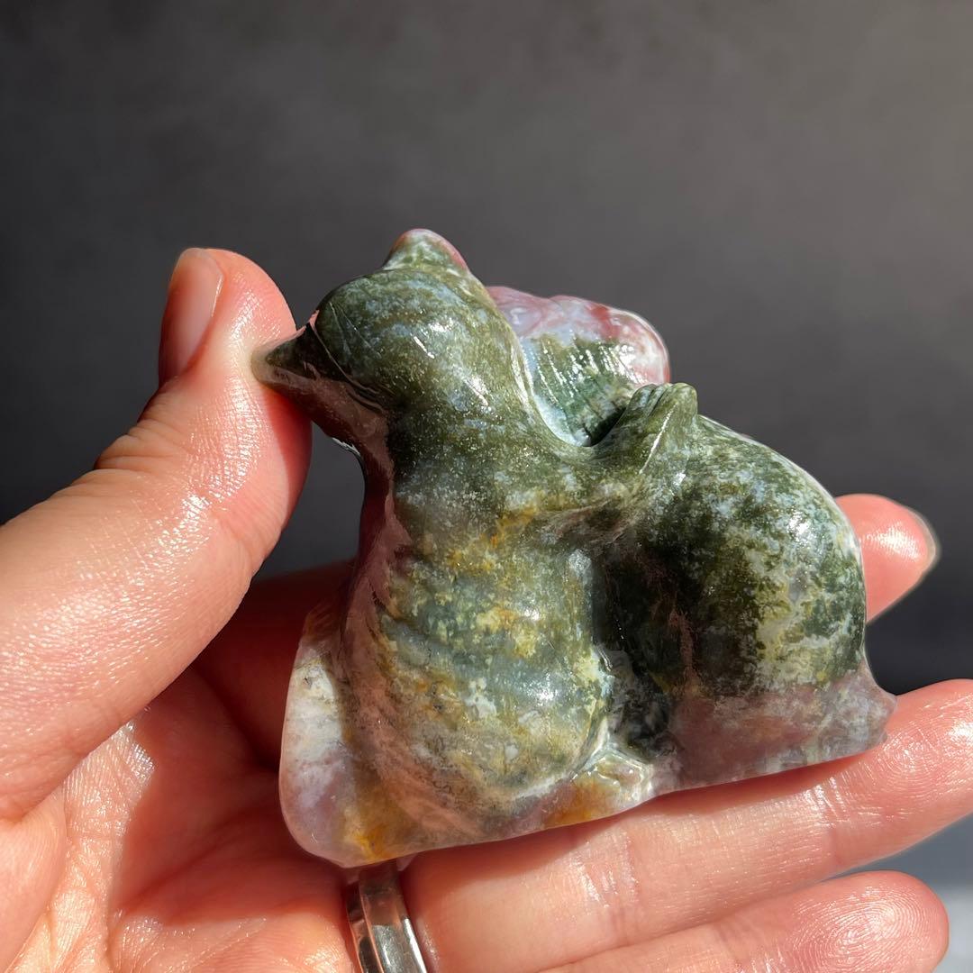 オーシャンジャスパー ネコ 置物 インテリア