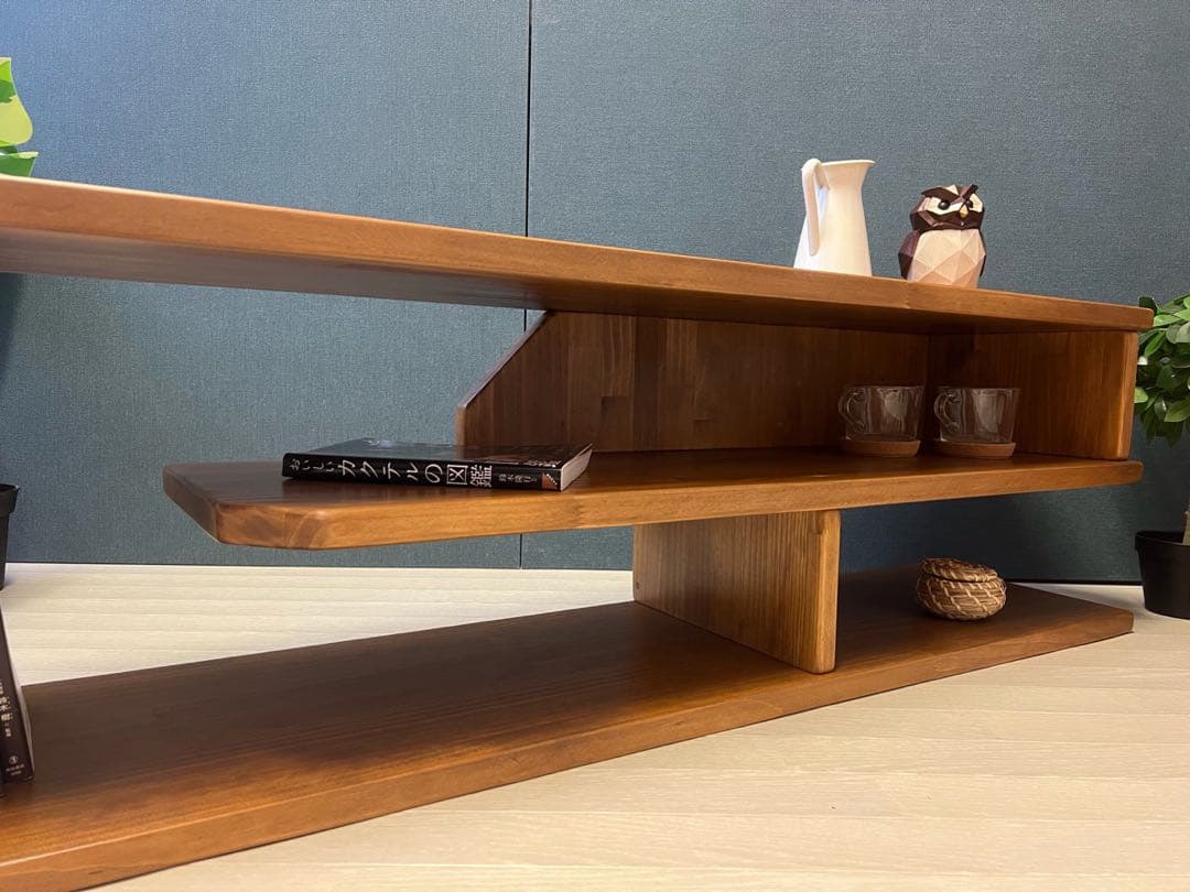 【送料無料】 テレビボード 棚板付き 縦格子型 シェルフ オーク 120cm