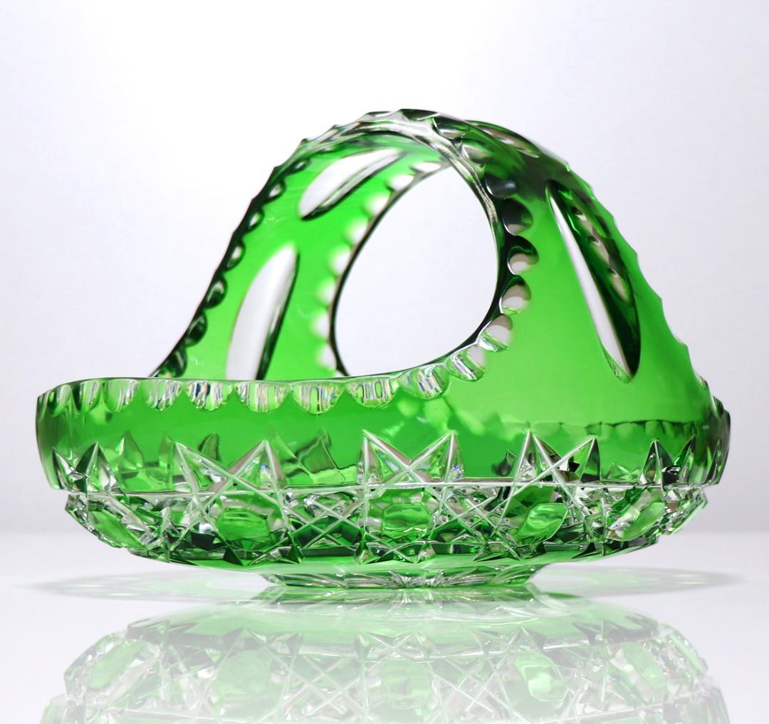 オールド・バカラ 23cm 1.1kg 特大サイズ ディアマン・ピエーリー 緑色