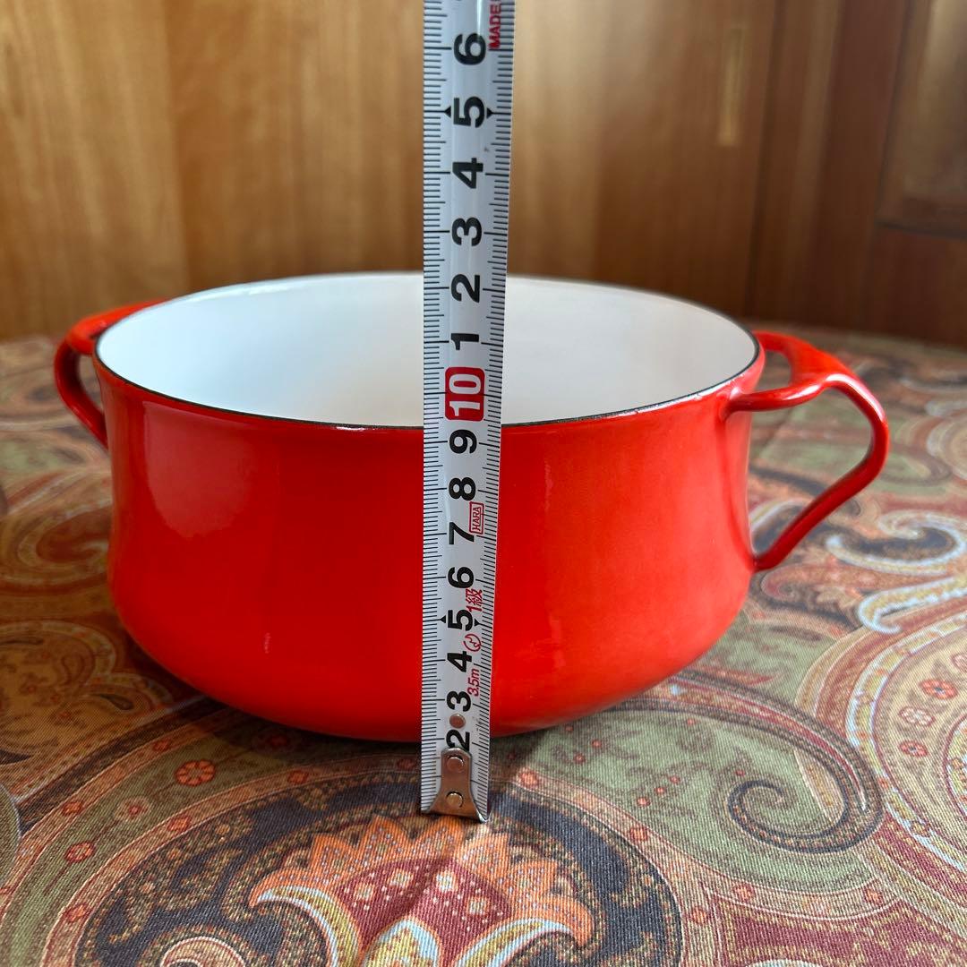 160◆DANKS 小型18.5cm 両手鍋　赤いホーロー　ミルクパン 蓋付