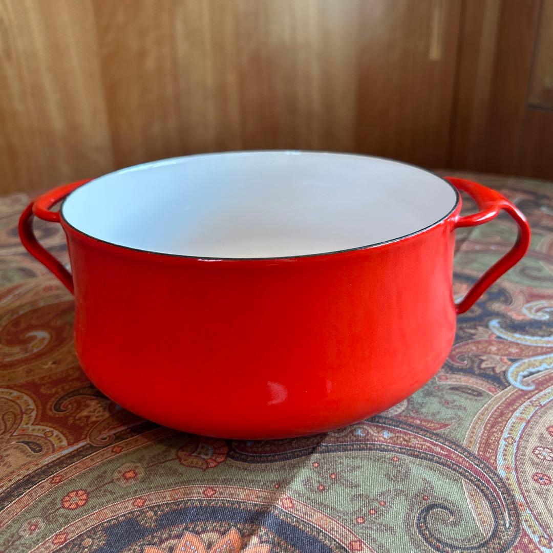 160◆DANKS 小型18.5cm 両手鍋　赤いホーロー　ミルクパン 蓋付