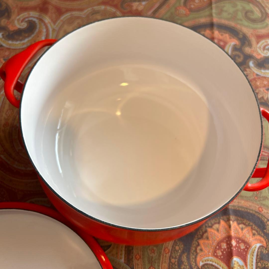 160◆DANKS 小型18.5cm 両手鍋　赤いホーロー　ミルクパン 蓋付