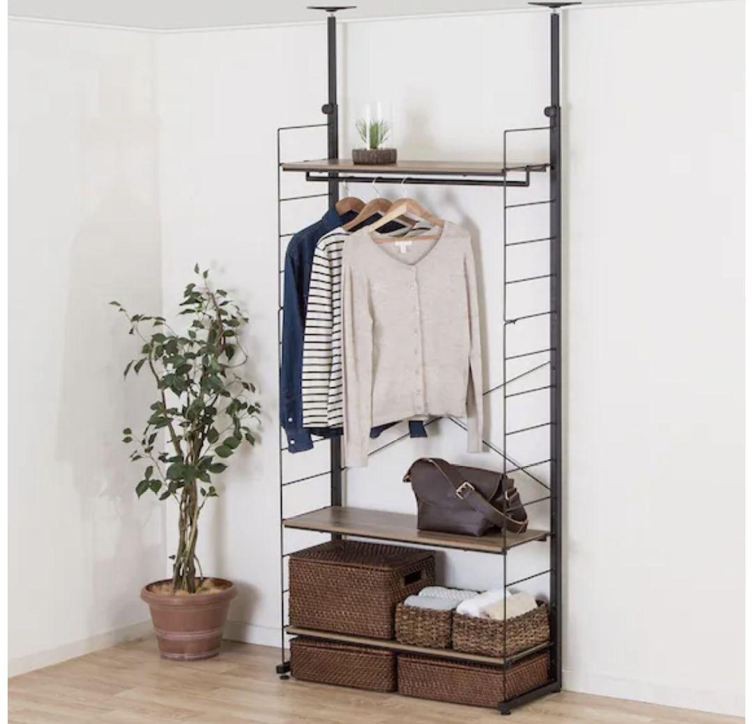 ニトリ　突っ張り壁面収納ワードローブNポルダ(ミドルブラウン)