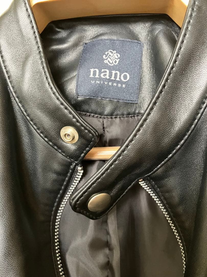 空*様 美品 nano・universe 羊革ライダース M ブラック 男女兼用