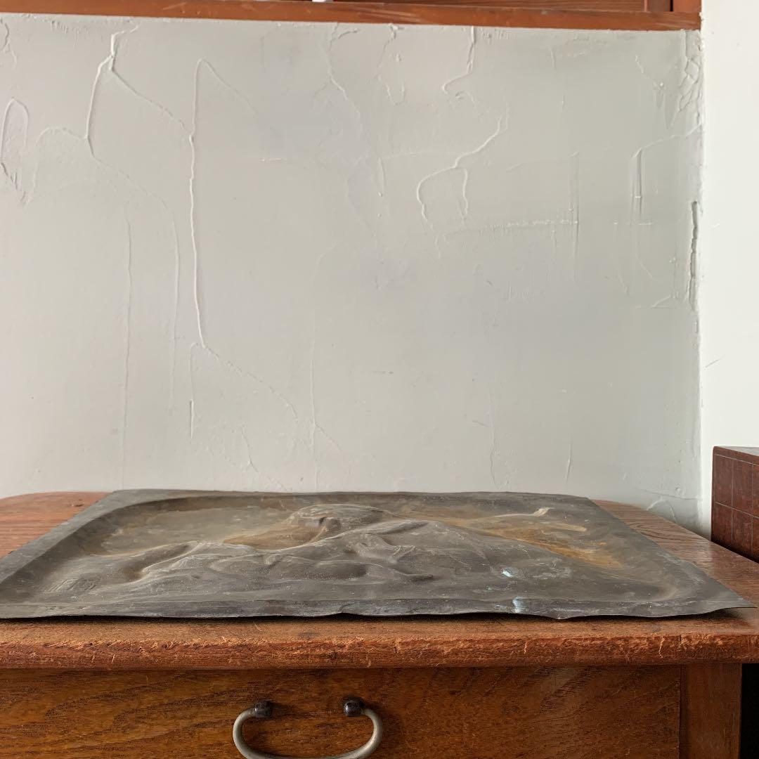 ブロンズ　レリーフ　聖母子像　マリア　キリスト　古道具　ブロカント