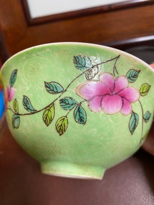 粉彩 大碗 轧道 唐物 乾隆年製