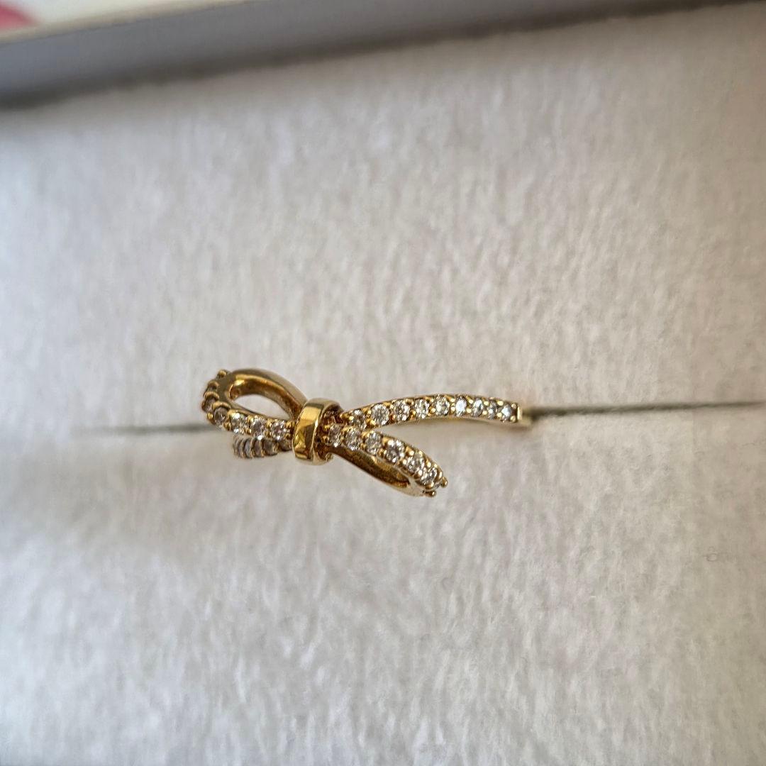 ち*こ様 K18　YG　リボンリング　ダイヤモンド　チャーミータナカ　0.21c