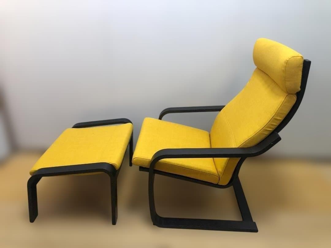 送料無料 IKEA ポエング アームチェア オットマン イエロー 251215