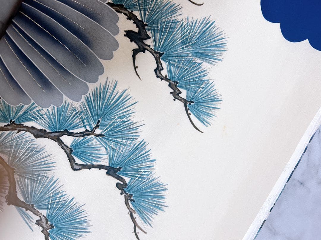 正絹セット♡七五三　3歳　男の子　紺色系　鷹　レトロ