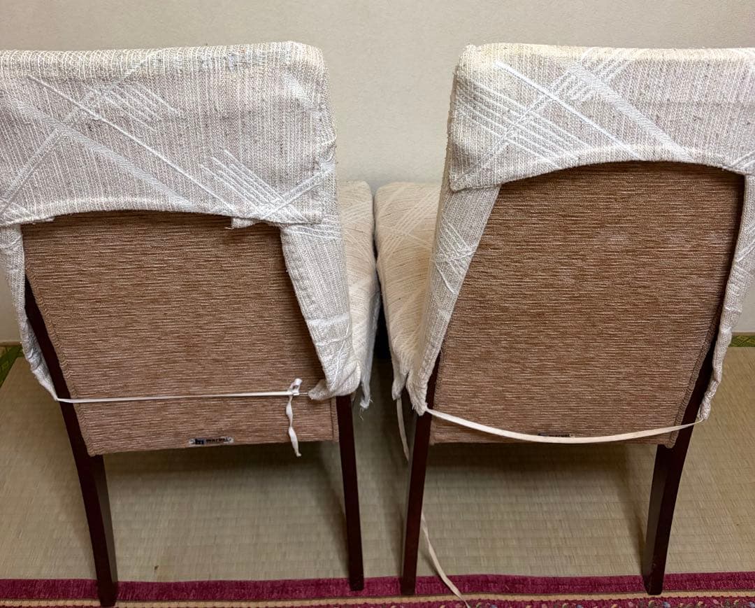 良品 maruni マルニ ストライプ柄 ダイニングチェア 2脚　埼玉引取可