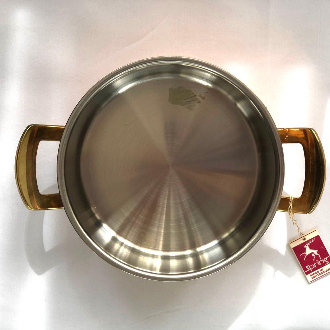 銅鍋スイスSPRINGスプリング社製　内側ステンレス製両手銅なべCulinox