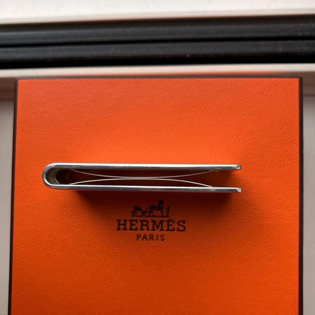 美品 HERMES エルメス マネークリップ シルバー925 エヴリン 箱付き