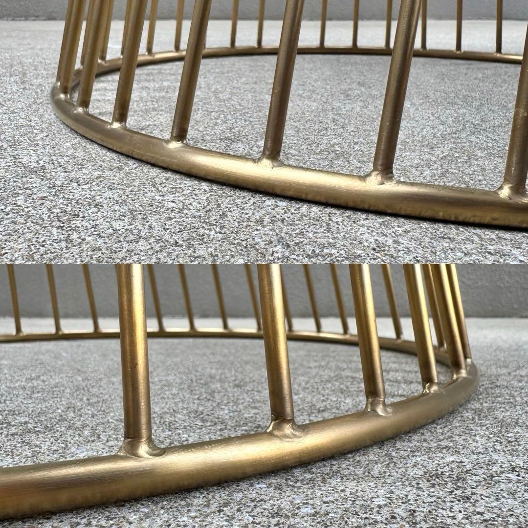 美品✴︎関家具 ラウンド サイドテーブル ガラス天板 ブラス 螺旋 高級 テーブル