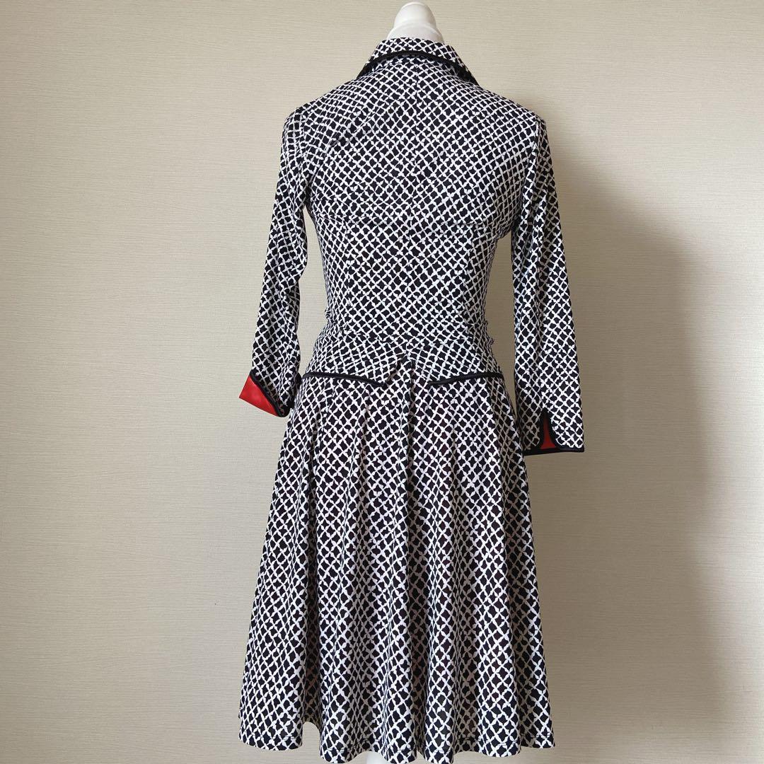 美品！レジィーナロマンティコ　スカートスーツ　チェック　黒白　36 ストレッチ