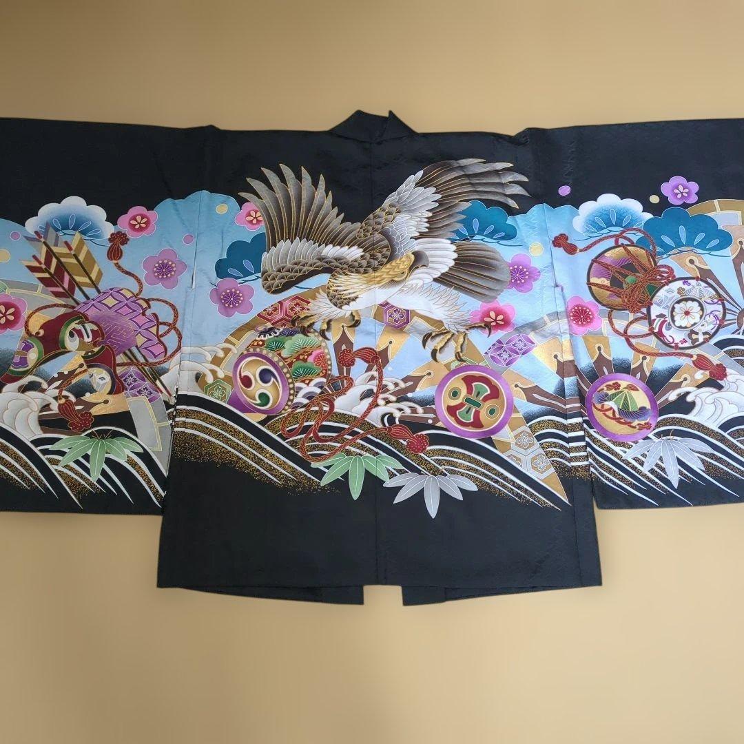 七五三 子供用 着物 鷹 黒 男の子 袴セット