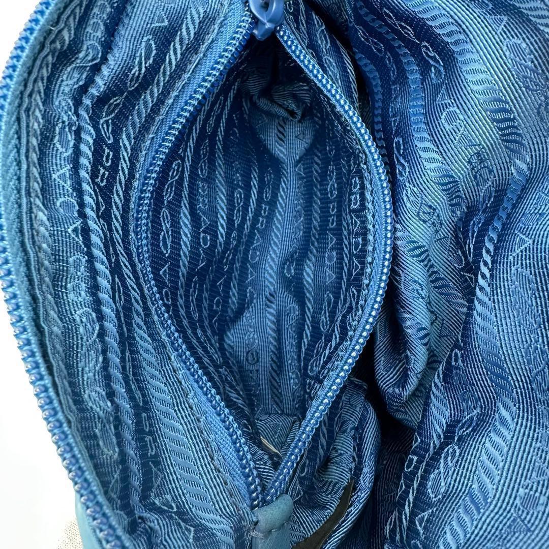 PRADA プラダ テスート ナイロン ポーチ 青 ダークブルー 三角ロゴ