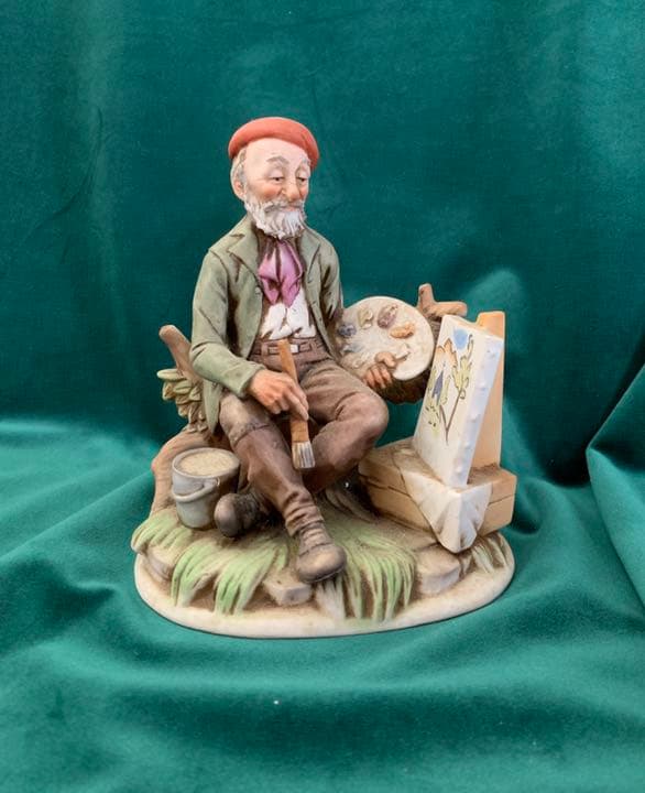 磁器製の老絵描き像 トルソー