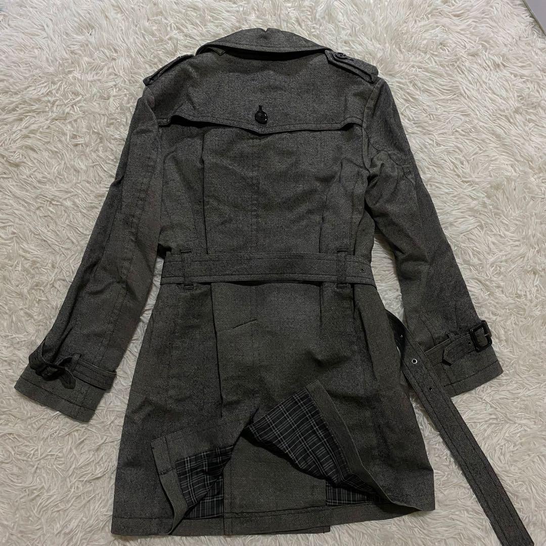 【美品】バーバリーブラックレーベル　トレンチコート　ライナー　ベルト　グレー　S