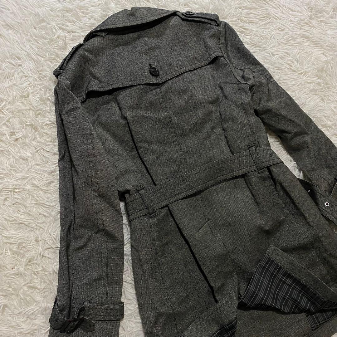 【美品】バーバリーブラックレーベル　トレンチコート　ライナー　ベルト　グレー　S