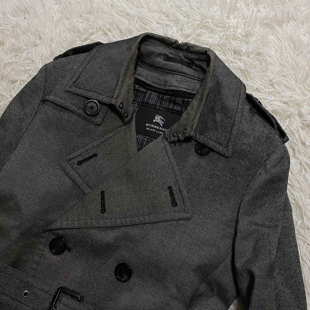 【美品】バーバリーブラックレーベル　トレンチコート　ライナー　ベルト　グレー　S