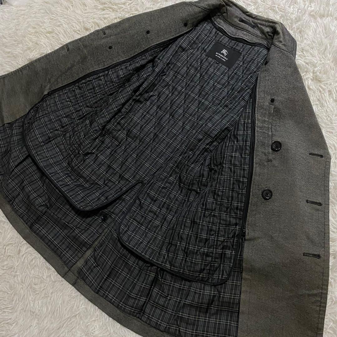 【美品】バーバリーブラックレーベル　トレンチコート　ライナー　ベルト　グレー　S