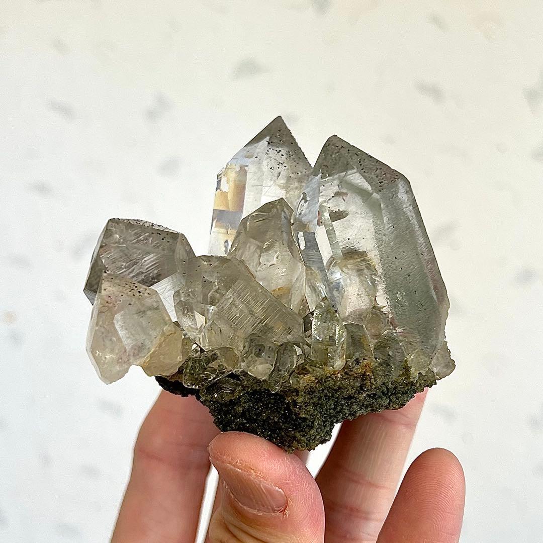 ヒマラヤ　マニハール産　ルチル＆アテナース入り水晶　クローライト　ルチルクォーツ