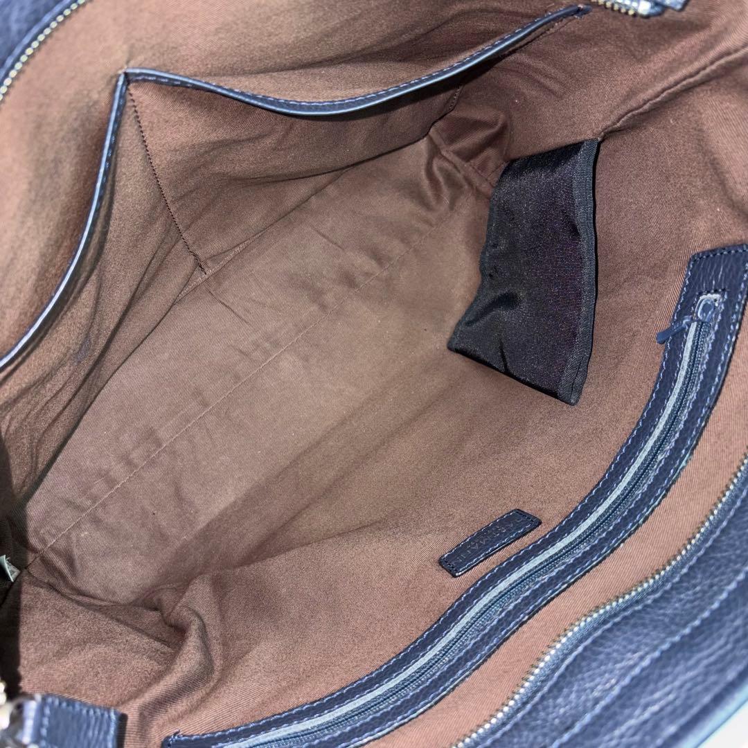 ハートマン オールレザー 肩掛け トートバッグ ビジネス A4収納 ロゴ 紺色