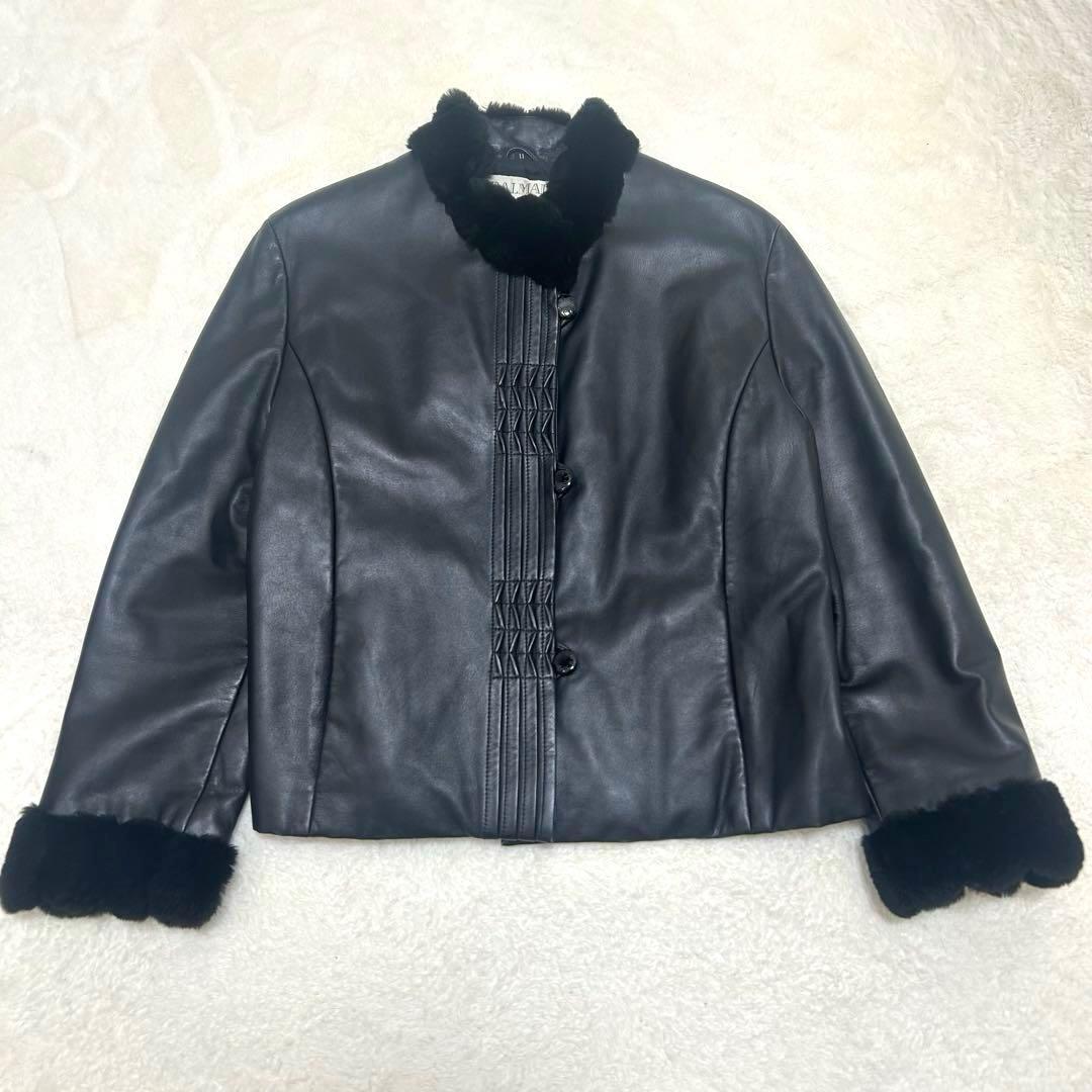 【美品】バルマン ヌートリアファー ラムレザージャケット ブラック Lサイズ